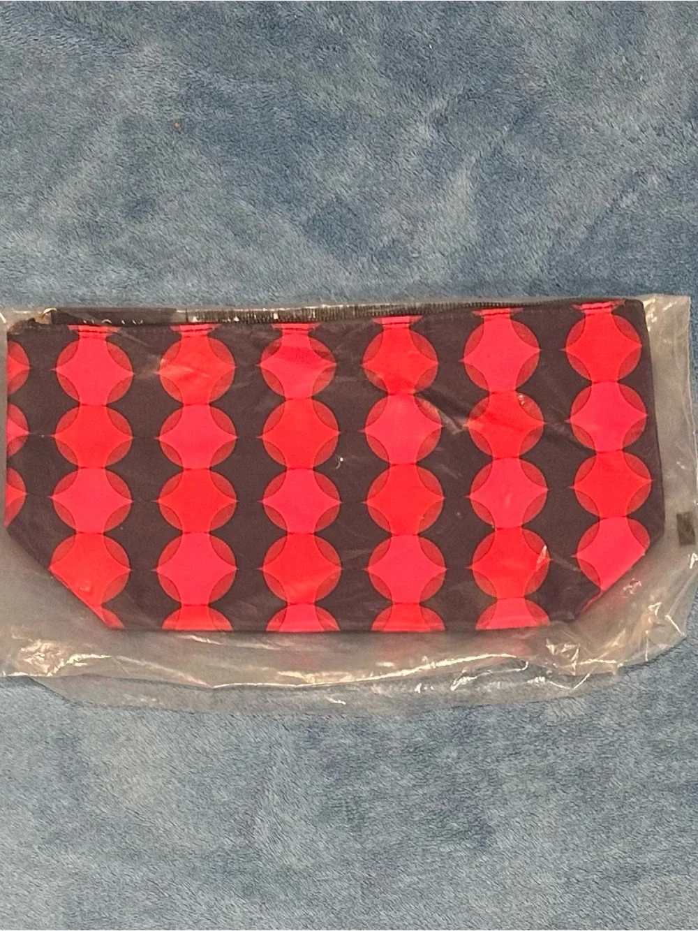 Avon Purple and Red Geometric Circles Cosmetic Bag